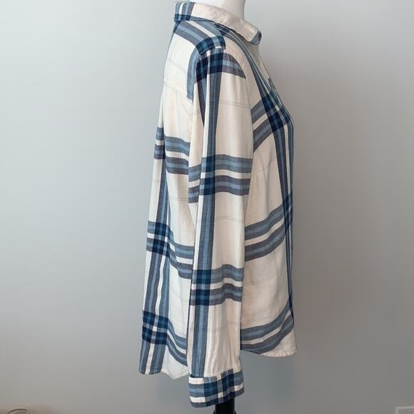 Old Navy Peak Cotton Button Down Plaid Classic Flannel Sz L - Picture 6 of 8